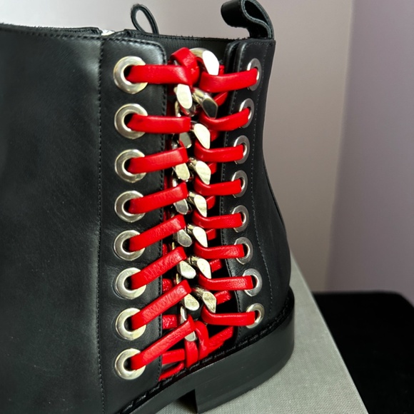 Alexander McQueen Braided Chain Leather Ankle Boots - Picture 6 of 14